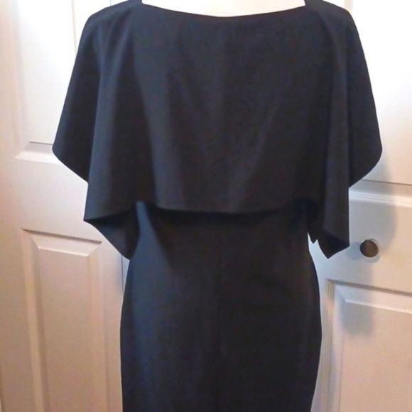 Calvin Klein Black Caped Sheath Dress Knee‎ Length Size 6 Elegant Classic Design - Picture 6 of 13